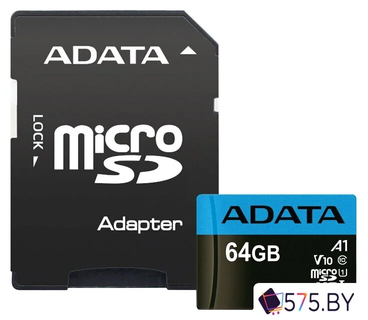Карта памяти ADATA Premier AUSDX64GUICL10A1-RA1 microSDXC 64GB (с адаптером) в магазине 575.by