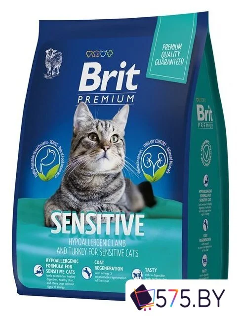 Сухой корм для кошек Brit Premium Sensitive для взрослых кошек с чувствительным пищеварением с ягненком и индейкой 2 кг в магазине 575.by