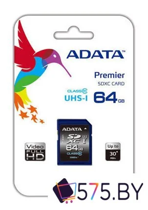 Карта памяти ADATA Premier SDXC UHS-I (Class 10) 64GB (ASDX64GUICL10-R) в магазине 575.by