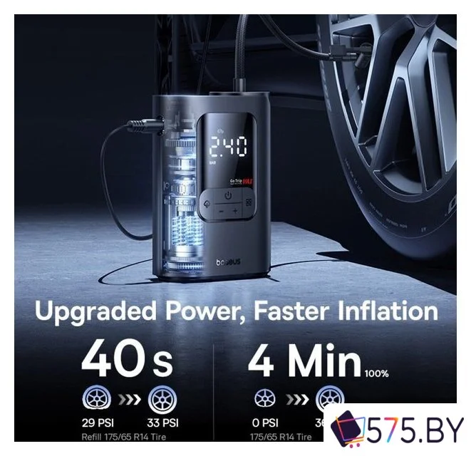 Автомобильный компрессор Baseus GoTrip VA1 Super Mini Wired Inflator 22-Cylinder Cosmic Black C0119701 в магазине 575.by