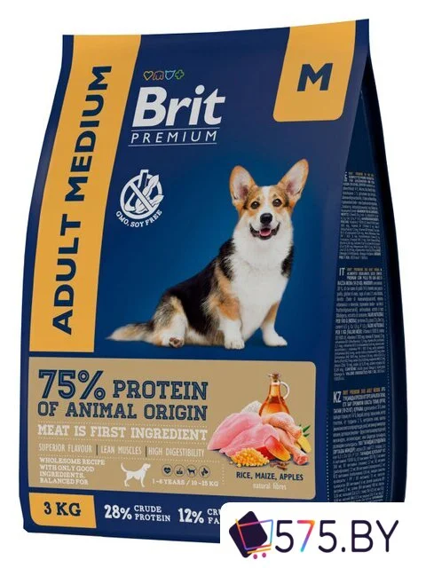 Сухой корм для собак Brit Premium Dog Adult Medium курица 3 кг в магазине 575.by