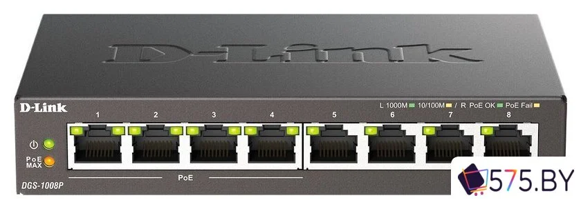 Неуправляемый коммутатор D-Link DGS-1008P/F3A в магазине 575.by