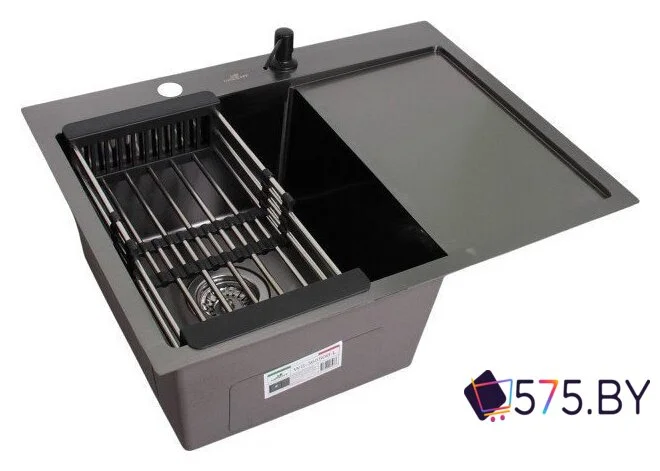 Кухонная мойка Wisent WS-36550B-L/GER013 (с сифоном, дозатором и коландером) в магазине 575.by