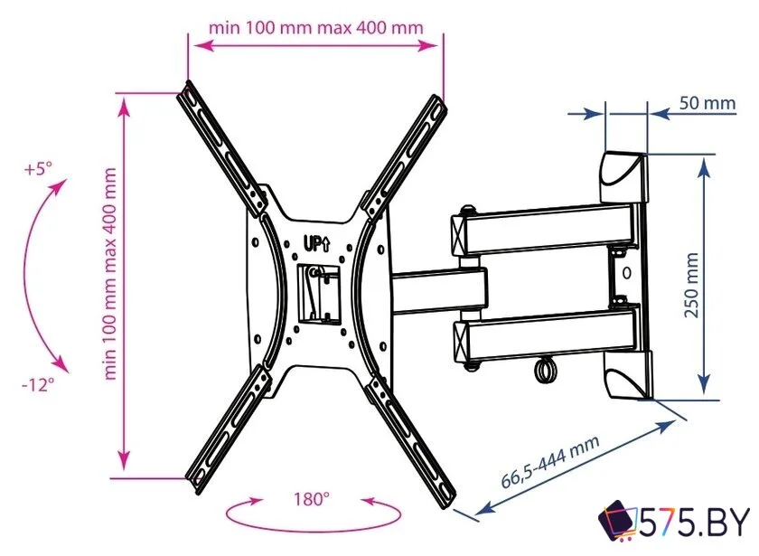 Кронштейн для телевизора Kromax DIX-24 (черный) в магазине 575.by