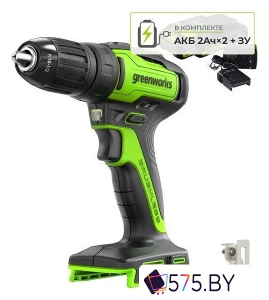 Дрель-шуруповерт Greenworks GD24DD35K2 3704007CUC (с 2-мя АКБ) в магазине 575.by