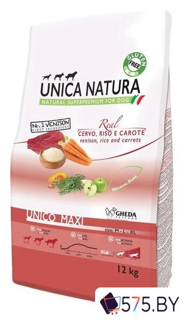 Сухой корм для собак Unica Natura Unico Maxi с олениной, рисом и морковью 12 кг в магазине 575.by