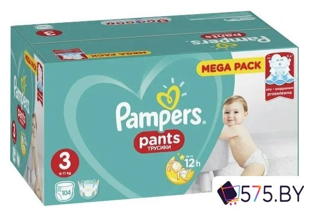 Трусики-подгузники Pampers Pants 3 Midi (104 шт) в магазине 575.by
