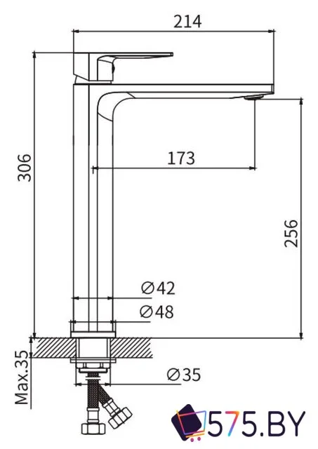 Умывальник Lauter 21493A + Reef 21CK8678C с сифоном 21635CH (хром) в магазине 575.by