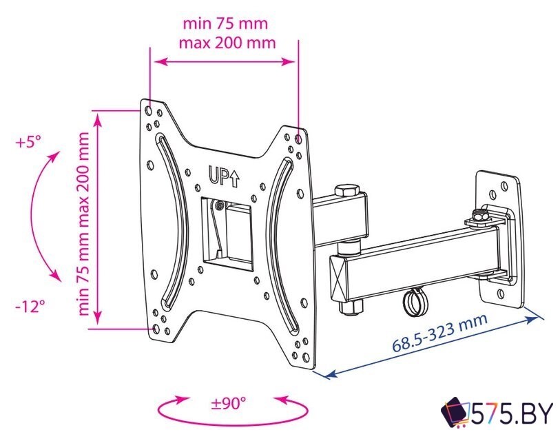 Кронштейн для телевизора Kromax OPTIMA-204 (черный) в магазине 575.by