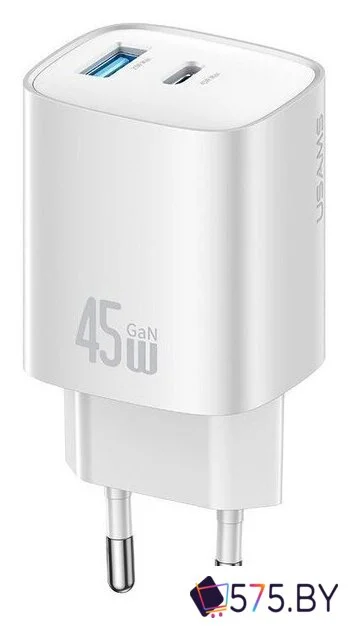 Сетевое зарядное Usams CC290 T66 45W GaN (белый) в магазине 575.by