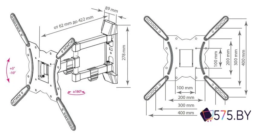 Кронштейн для телевизора Kromax GALACTIC-40 (черный) в магазине 575.by