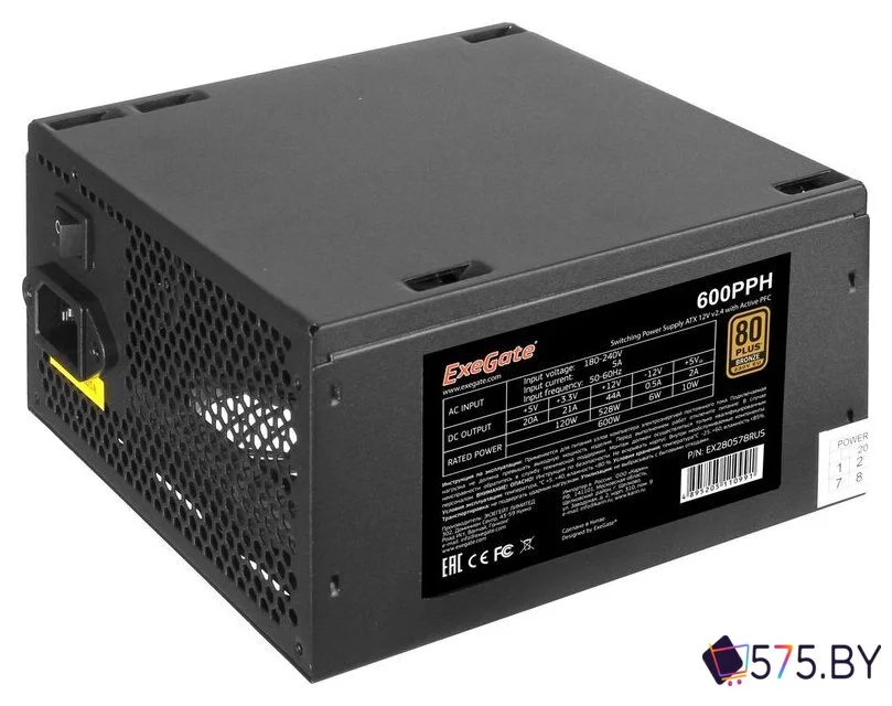 Блок питания ExeGate 600PPH 80 Plus Bronze EX280578RUS в магазине 575.by