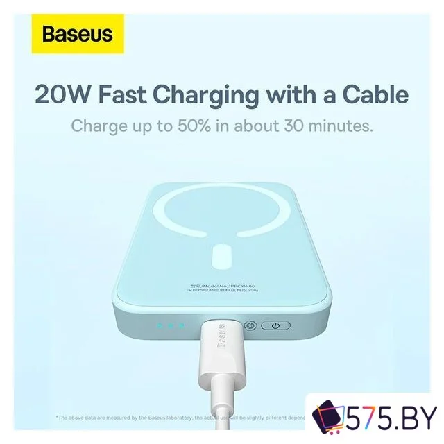 Внешний аккумулятор Baseus Magnetic Wireless PPCX020003 6000mAh (голубой) в магазине 575.by
