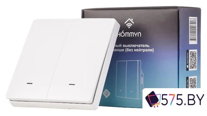 Выключатель Hommyn zigbee 2 клавиши SWZBNN02W (без нейтрали) в магазине 575.by