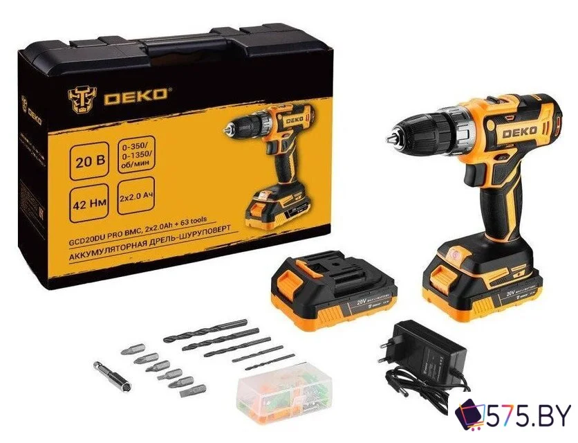 Дрель-шуруповерт Deko GCD20DU PRO Set 083-1040 (с 2-мя АКБ, кейс) в магазине 575.by