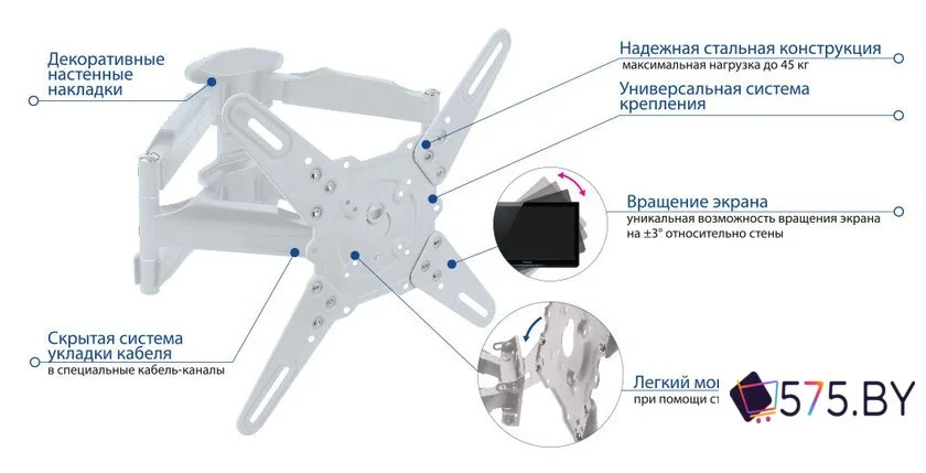 Кронштейн для телевизора Kromax ATLANTIS-45 (белый) в магазине 575.by