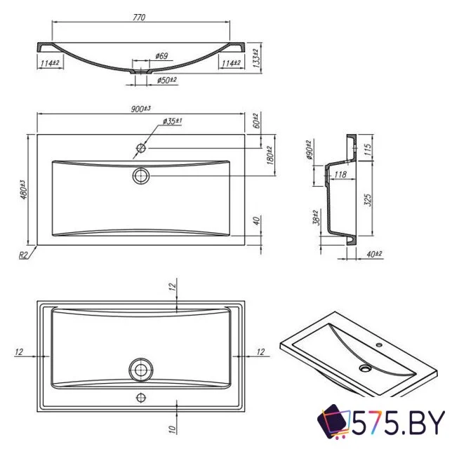 Умывальник Roxen Iris 90 3001490 в магазине 575.by