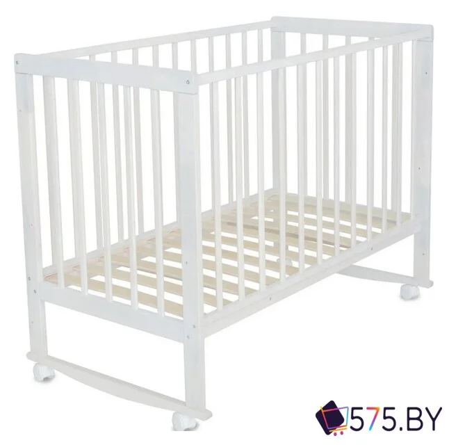 Классическая детская кроватка Pituso Tip-Top (колесо-качалка, белый) в магазине 575.by