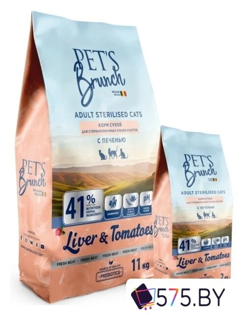 Сухой корм для кошек Pet's Brunch для стерилизованных кошек и котов с 6 месяцев с печенью (11 кг) в магазине 575.by