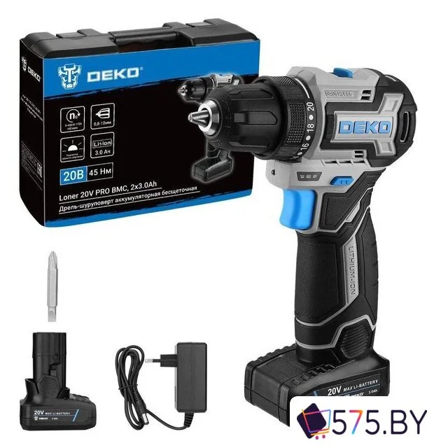 Дрель-шуруповерт Deko Loner 20V PRO 085-1010 (с 2-мя АКБ, кейс) в магазине 575.by