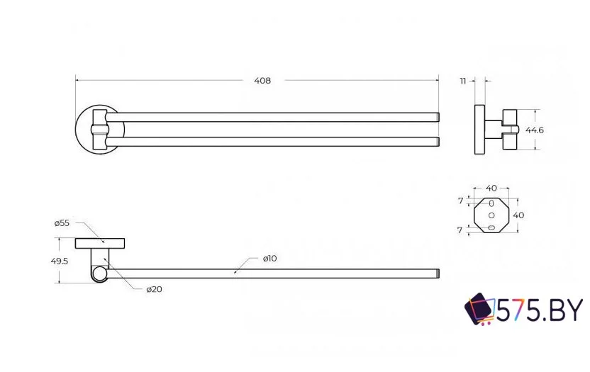 Держатель для полотенца Cezares RELAX-THD-S-IN (сатин) в магазине 575.by