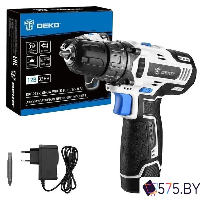 Дрель-шуруповерт Deko DKCD12V Snow White Set1 083-1106 (с 1-им АКБ) в магазине 575.by
