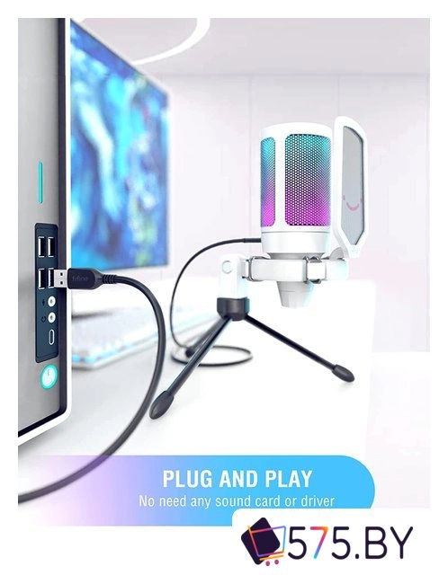 Проводной микрофон FIFINE A6V (белый) в магазине 575.by