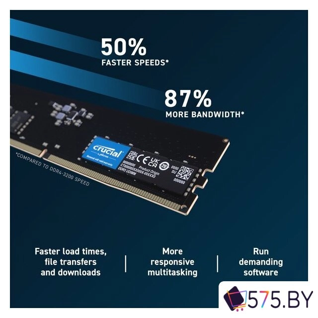 Оперативная память Crucial 8ГБ DDR5 5600 МГц CT8G56C46U5 в магазине 575.by
