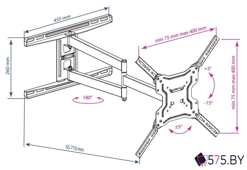 Кронштейн для телевизора Kromax DIX-19 (черный) в магазине 575.by