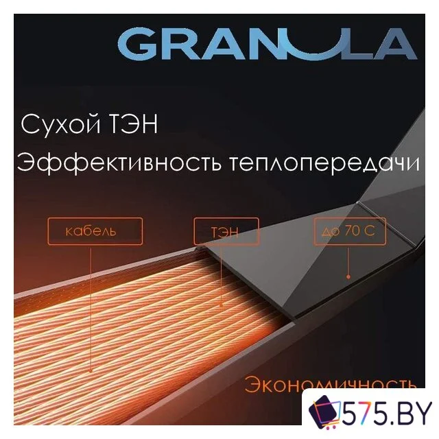 Полотенцесушитель Granula Квадро Сплит 50х80 (терморегулятор с таймером графит) в магазине 575.by