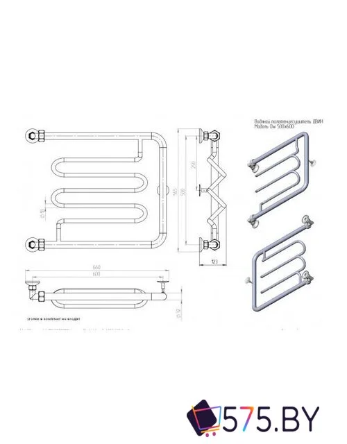 Полотенцесушитель Двин Dw 50/60 (полированный, без полки) в магазине 575.by
