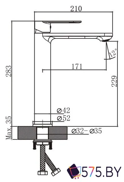 Умывальник Lauter 21493A + Moon 21СK81691C с сифоном 21635CH (хром) в магазине 575.by