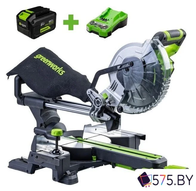 Торцовочная пила Greenworks GD24MS216 1501707UH (с 1-им АКБ) в магазине 575.by