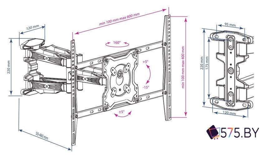 Кронштейн для телевизора Kromax ATLANTIS-46 (серый) в магазине 575.by