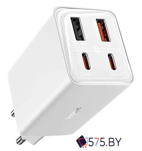 Сетевое зарядное Baseus GaN6 Pro Fast Charger 2C+2U 65W P10162701213-00 (белый) в магазине 575.by