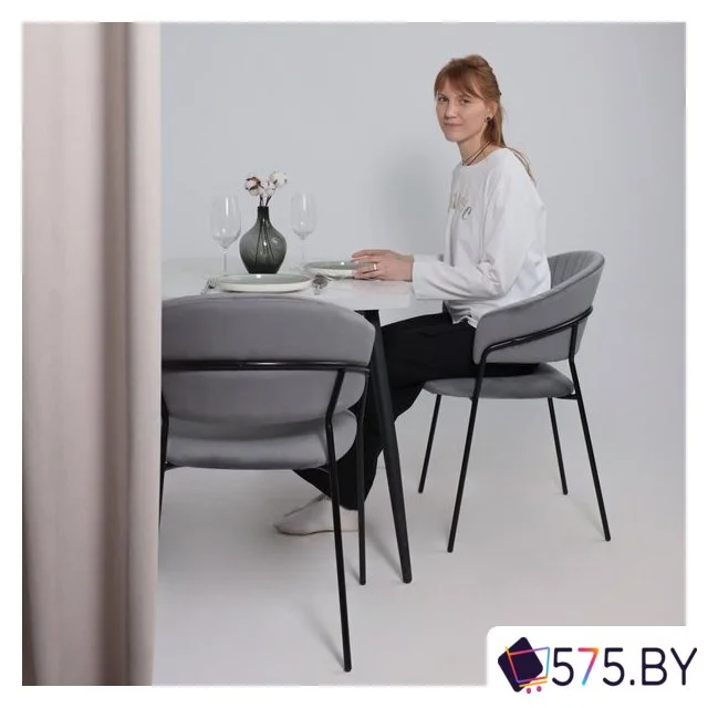 Стул с подлокотниками Алвест AV 433 (темно-серый бархат H-15/черный) в магазине 575.by