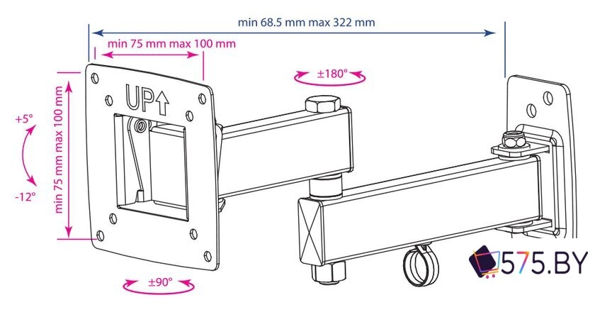 Кронштейн для телевизора Kromax OPTIMA-104 (черный) в магазине 575.by