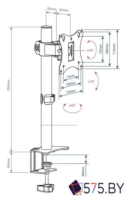 Кронштейн для монитора Arm Media LCD-T01 в магазине 575.by
