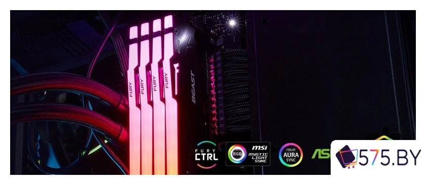 Оперативная память Kingston FURY Beast RGB 2x32ГБ DDR5 6000 МГц KF560C30BBEAK2-64 в магазине 575.by