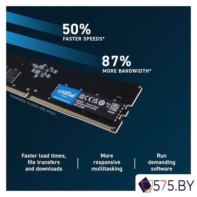 Оперативная память Crucial 16ГБ DDR5 4800 МГц CB16GU4800 в магазине 575.by