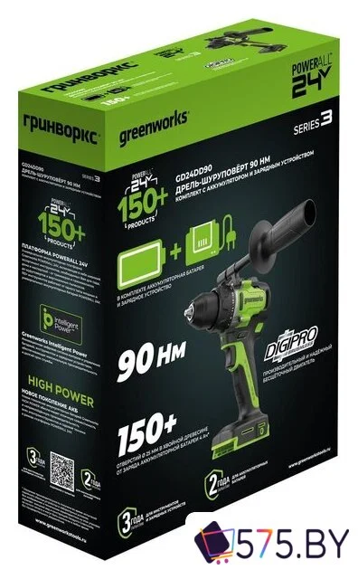 Дрель-шуруповерт Greenworks GD24DD90 3707507CUB (с 1-им АКБ) в магазине 575.by