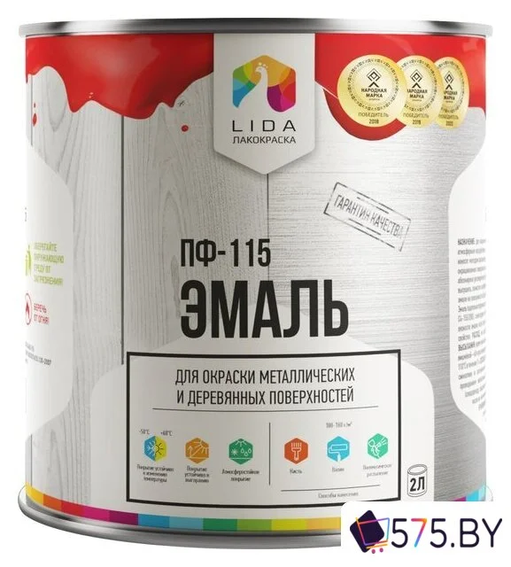 Эмаль LIDA ПФ-115 2 л (белый) в магазине 575.by
