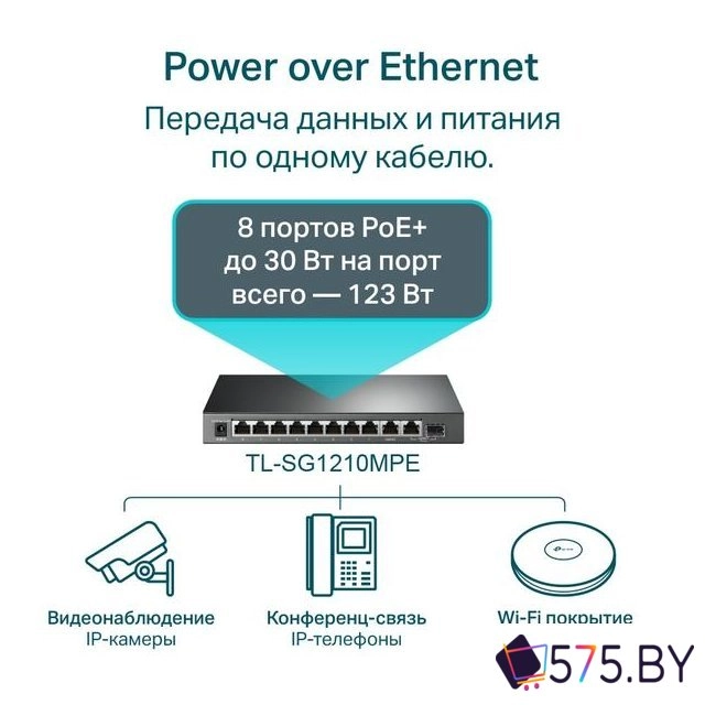 Настраиваемый коммутатор TP-Link TL-SG1210MPE в магазине 575.by