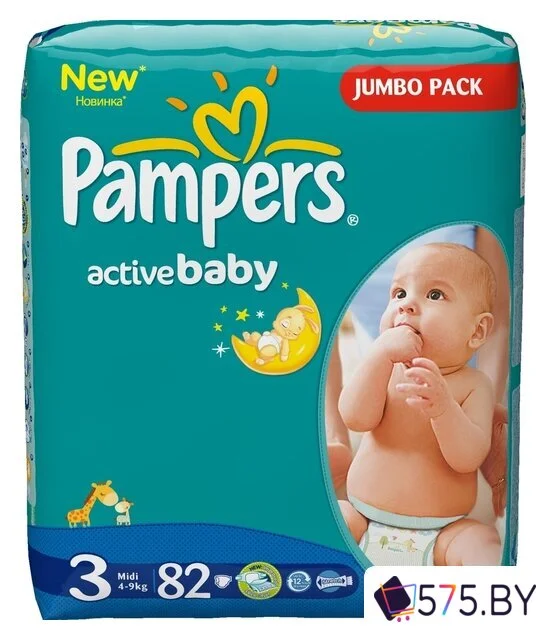 Подгузники Pampers Active Baby-Dry 3 Midi (82 шт) в магазине 575.by