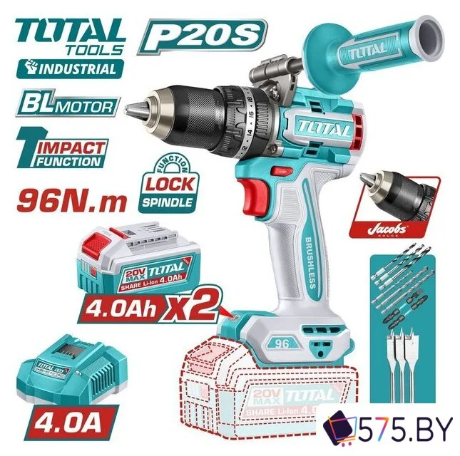 Ударная дрель-шуруповерт Total TIDLI209686 (с 2-мя АКБ, кейс) в магазине 575.by