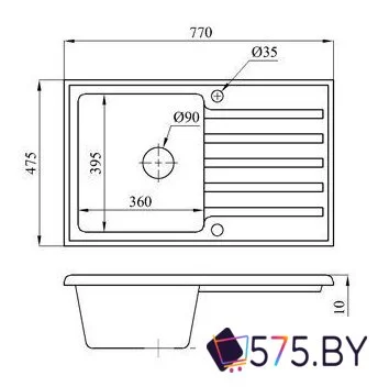 Кухонная мойка БелЭворс Styl L + смеситель W4998-3-22 (черный) в магазине 575.by