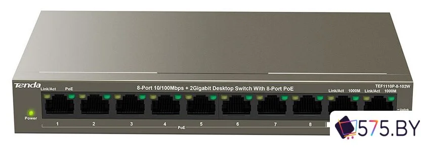 Неуправляемый коммутатор Tenda TEF1110P-8-102W в магазине 575.by