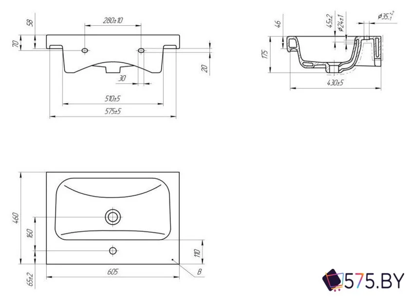 Умывальник Cersanit Moduo 60 S-UM-MOD60/1 + 63034 в магазине 575.by