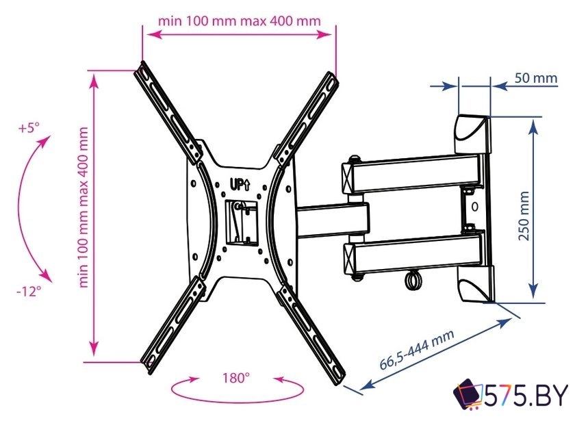 Кронштейн для телевизора Kromax DIX-24 (черный) в магазине 575.by