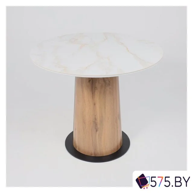 Кухонный стол Lepremo AV 2317 МДФ+керамика 900 (белый глянцевый Carla Larkin/черный+HPL дуб вотан) в магазине 575.by